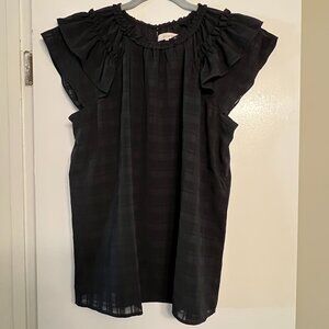 Loft Black Checkered Pattern Sleeveless Blouse